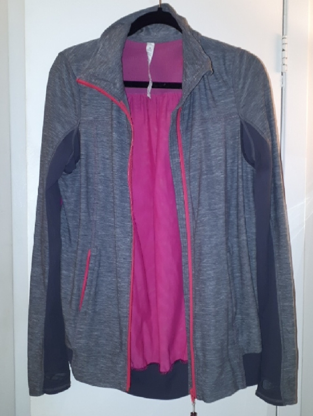 lululemon athletica Heather Gray Jacket with Pink Zipper - Picture 9 of 10